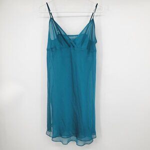Vintage Valerie Stevens Babydoll Fairy Teal Sheer Mesh Lingerie Y2K Dress Medium